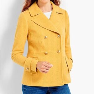 Talbots Women's Yellow Double-Breasted Peacoat
